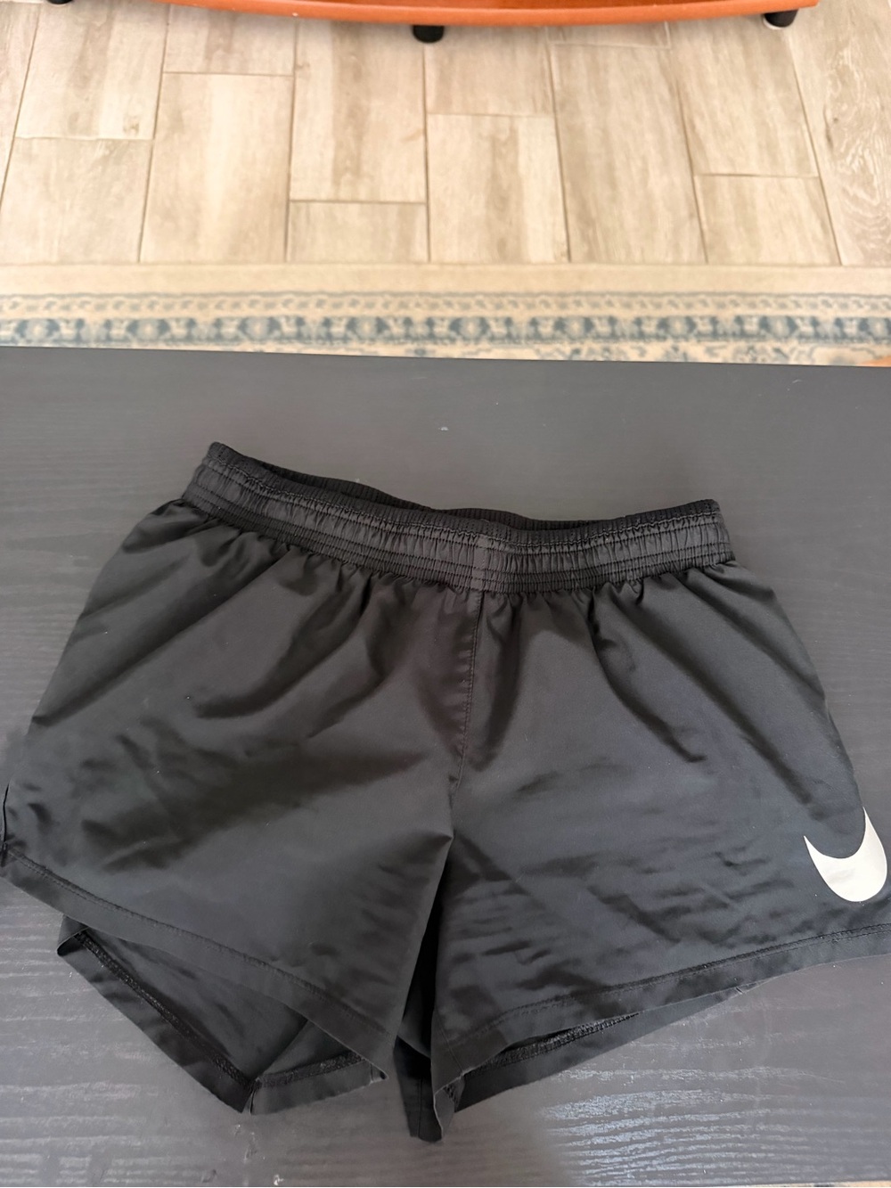 Nike Black Athletic Shorts with White Swoosh